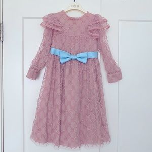 Authentic Kids' Gucci GG Embroidered Tulle Dress